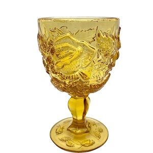 Vintage Madonna Inn Amber Goblet 5 inch Never Used